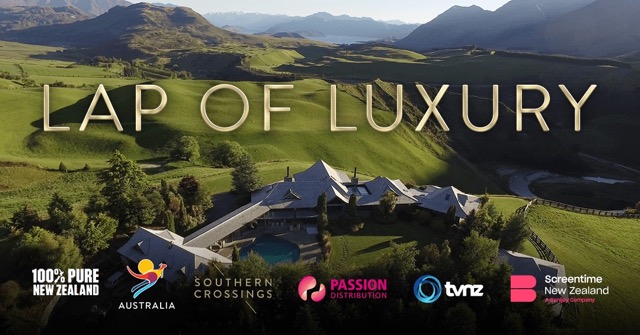 TV NZ's Lap of Luxury poster showing a bird's eye view of Mahu Whenua 